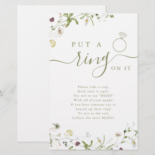 Wilde bloem zet een ring op het vrijgezellenfeest  (Voorkant / Achterkant)