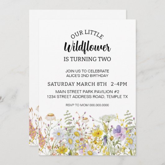 Wilde bloem Zomdag Uitnodiging downloaden (Voorkant / Achterkant)