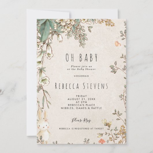 wilde bloem zonder baby shower kaart (Voorkant)