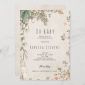 wilde bloem zonder baby shower kaart (Voorkant / Achterkant)