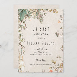 wilde bloem zonder baby shower kaart