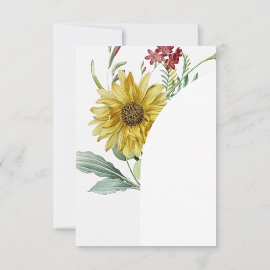 wilde bloem zonnebloem vlinders bruiloft kaart (Achterkant)