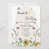 Wilde bloem Zonnebloem Vlinders Brunch & Bubbels Kaart (Voorkant)