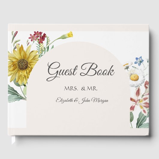 Wilde bloem zonnebloem vlinders gastenboek (Voorkant)