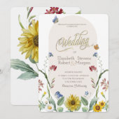 Wilde bloem zonnebloem vlinders Trouw Kaart (Voorkant / Achterkant)