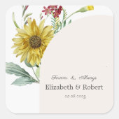 Wilde bloem zonnebloem vlinders vierkante sticker (Voorkant)