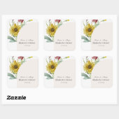 Wilde bloem zonnebloem vlinders vierkante sticker (Vel)
