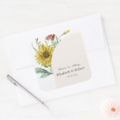 Wilde bloem zonnebloem vlinders vierkante sticker (Envelop)