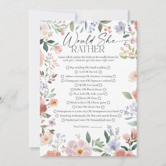 Wilde bloem zou ze liever Vrijgezellenfeest spelen Kaart (Voorkant)