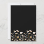 Wilde Bloem Zwarte Elegante Bruiloftsdouche Kaart (Achterkant)