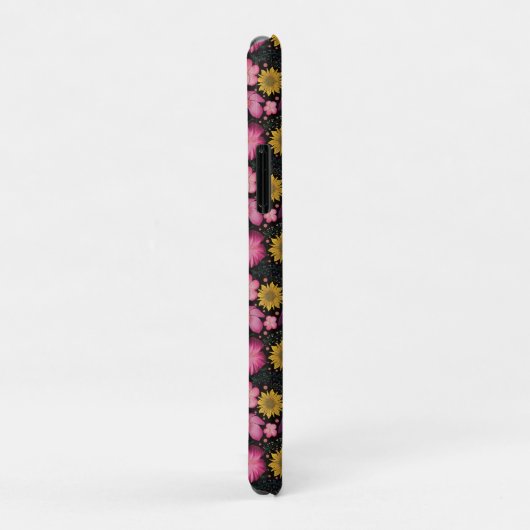 Wilde bloem Zwarte Floral Gepersonaliseerd Case-Mate iPhone Case (Achterkant/rechts)