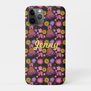Wilde bloem Zwarte Floral Gepersonaliseerd Case-Mate iPhone Case