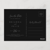 Wilde bloem Zwarte Horizontale Save the Date Briefkaart (Achterkant)
