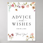 Wilde bloemadvies en wenst bruiloft poster (Voorkant)