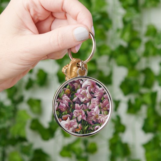 Wilde bloemafdrukken sleutelhanger (Hand)