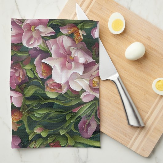 Wilde bloemafdrukken theedoek (Quarter Fold)