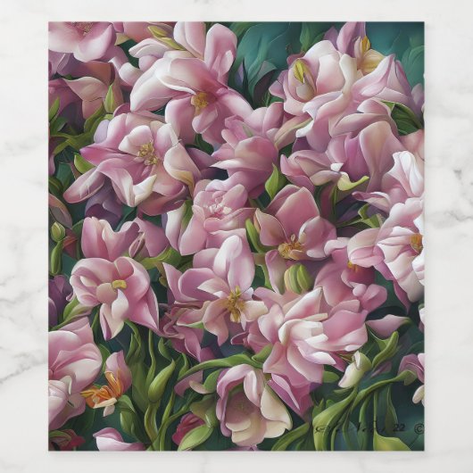 Wilde bloemafdrukken wijn etiket (Enkel label)