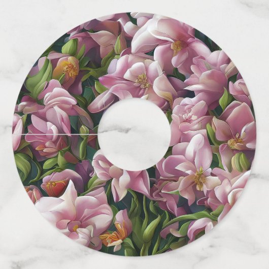 Wilde bloemafdrukken wijnglaslabel (Voorkant)