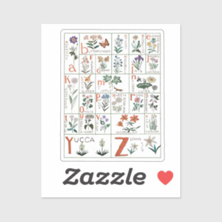 Wilde bloemalfabet -  reproductiebloemen sticker