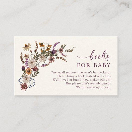 Wilde bloemboeken voor Baby Informatiekaartje (Voorkant)