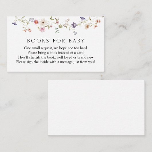 Wilde bloemboeken voor de Kaart van de Baby Enclos (Voorkant / Achterkant)