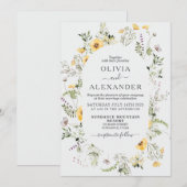 Wilde bloemboho florale bruiloft Uitnodiging (Voorkant / Achterkant)