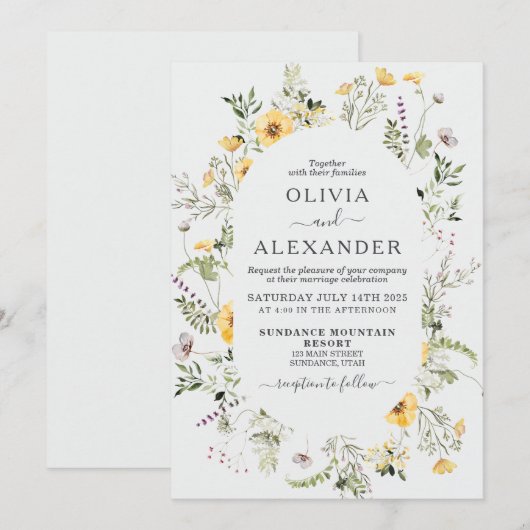 Wilde bloemboho florale bruiloft Uitnodiging (Voorkant / Achterkant)