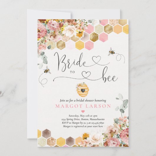 Wilde bloembride voor Vrijgezellenfeest van bijen Kaart (Voorkant)