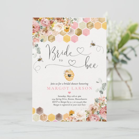 Wilde bloembride voor Vrijgezellenfeest van bijen Kaart (Staand voorkant)