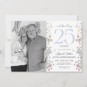 Wilde Bloemen 25e Jubileum Uitnodiging Met Foto