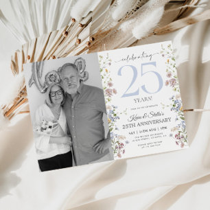 Wilde Bloemen 25e Jubileum Uitnodiging Met Foto