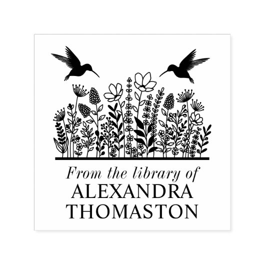 Wilde Bloemen #2 Kolibrie Bibliotheek Boeknaam Zelfinktende Stempel (Design)