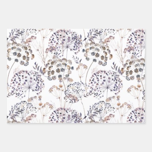 Wilde bloemen 3 Papierbladen met onmiddellijke ver Inpakpapier Vel (Voorkant 2)