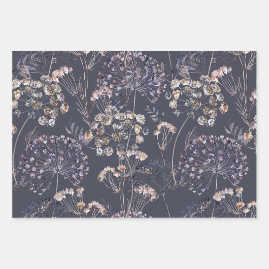 Wilde bloemen 3 Papierbladen met onmiddellijke ver Inpakpapier Vel (Voorkant)