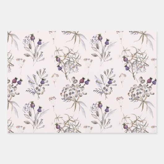 Wilde bloemen 3 Papierbladen met onmiddellijke ver Inpakpapier Vel (Voorkant 3)