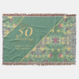 Wilde bloemen 50th Wedding Jubileum Throw Blanket Deken