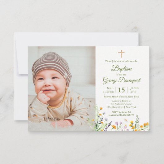 Wilde bloemen Aangepaste foto-uitnodiging Kaart (Voorkant)