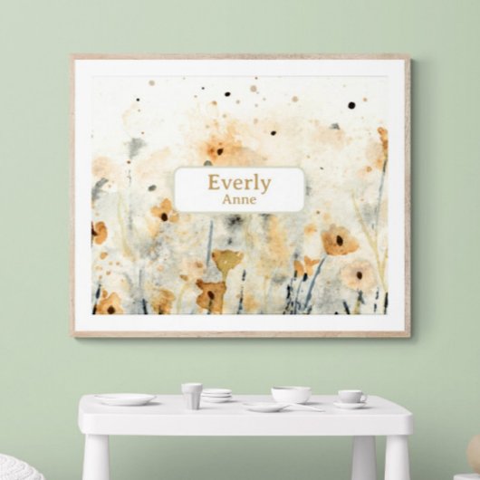 Wilde Bloemen Aangepaste Naam Kinderkamer Decorati Poster