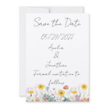 Wilde bloemen aanpasbare "Save the Date"-kaart