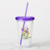Wilde bloemen acryl drinkbeker (Achterkant)