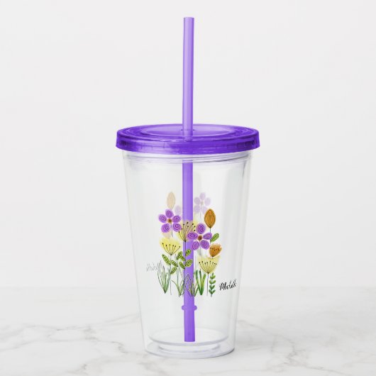 Wilde bloemen acryl drinkbeker (Voorkant)