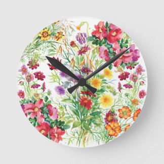 Wilde bloemen Acrylwandklok, rond (medium) Ronde Klok