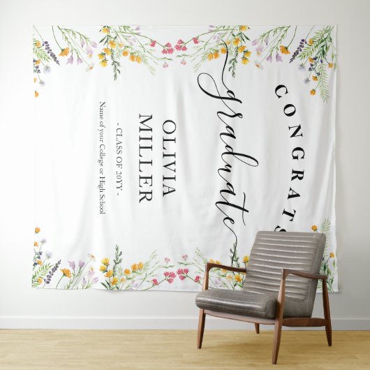 Wilde bloemen Afstuderen Achtergronddecor Wandkleed (In Situ (horizontaal))