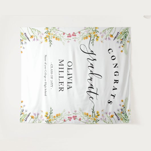 Wilde bloemen Afstuderen Achtergronddecor Wandkleed (Voorkant (horizontaal))