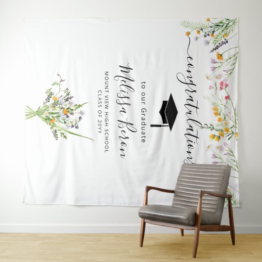 Wilde bloemen Afstuderen Foto Achtergrond Fotocabi Wandkleed (In Situ (horizontaal))