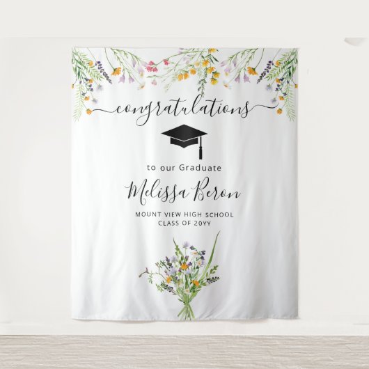 Wilde bloemen Afstuderen Foto Achtergrond Fotocabi Wandkleed (Voorkant)