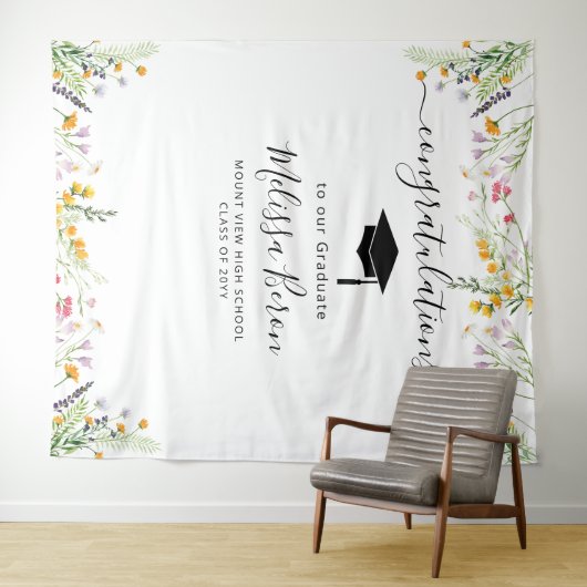 Wilde bloemen Afstuderen Foto Achtergrond Fotocabi Wandkleed (In Situ (horizontaal))