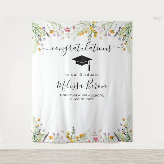 Wilde bloemen Afstuderen Foto Achtergrond Fotocabi Wandkleed (Voorkant)