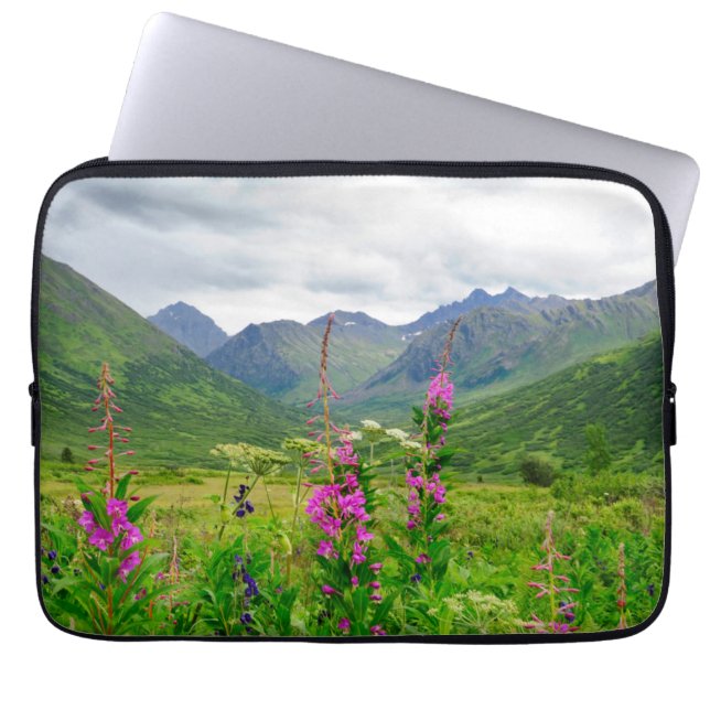 Wilde bloemen Alaskaanse vallei Laptop Sleeve (Voorkant)