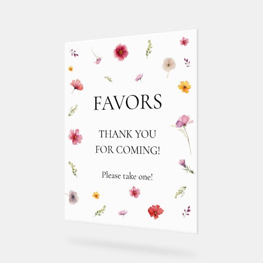 Wilde bloemen als dankbetuiging acryl bord (Hoek)